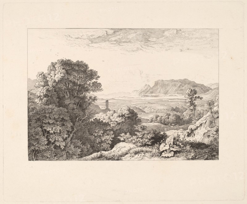 View of the Castle of Olevano, 1829. Creator: Ludwig Richter.