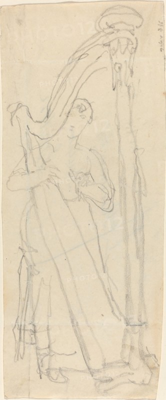 Woman Playing a Harp (Lavinia Banks?). Creator: John Flaxman.