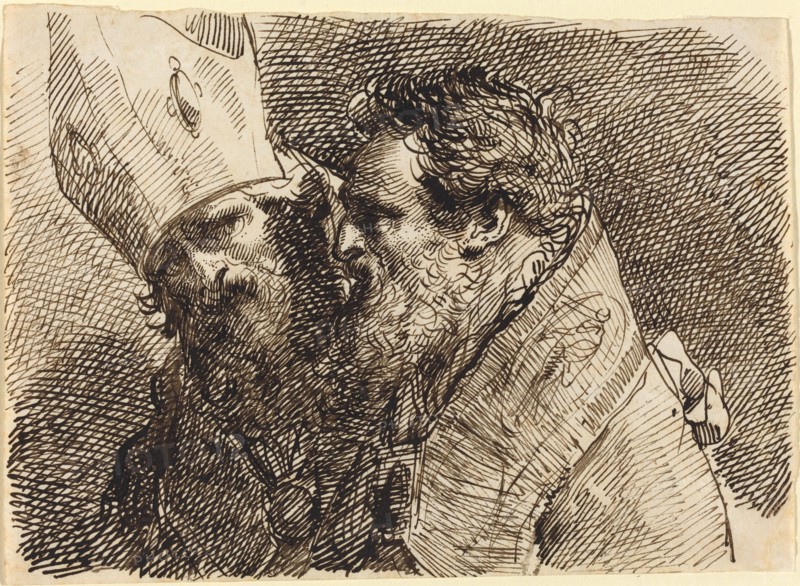 Heads of Two Bishops, 1770s-1780s. Creator: Gaetano Gandolfi.