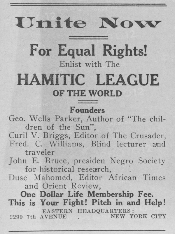 The Hamitic League of the World, 1918-1922. Creator: Unknown.
