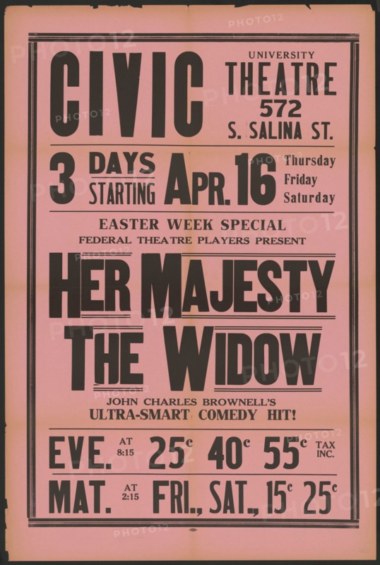 Her Majesty the Widow 1, Syracuse, NY, 1936. Creator: Unknown.