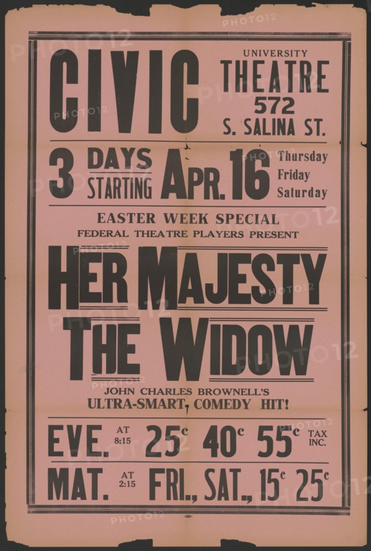 Her Majesty the Widow 2, Syracuse, NY, 1936. Creator: Unknown.