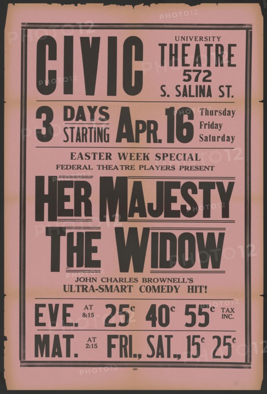 Her Majesty the Widow 4, Syracuse, NY, 1936. Creator: Unknown.