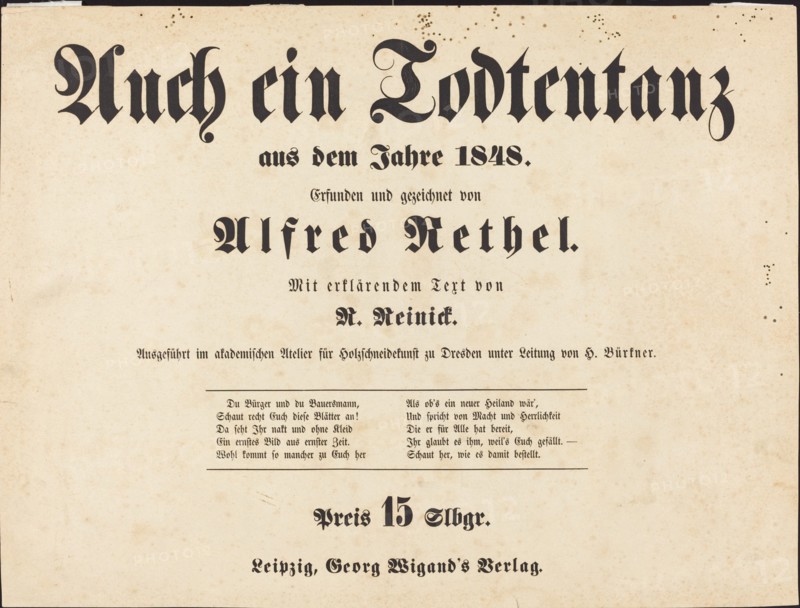 Auch ein Todtentanz: Title Page, 1849. Creator: Alfred Rethel.