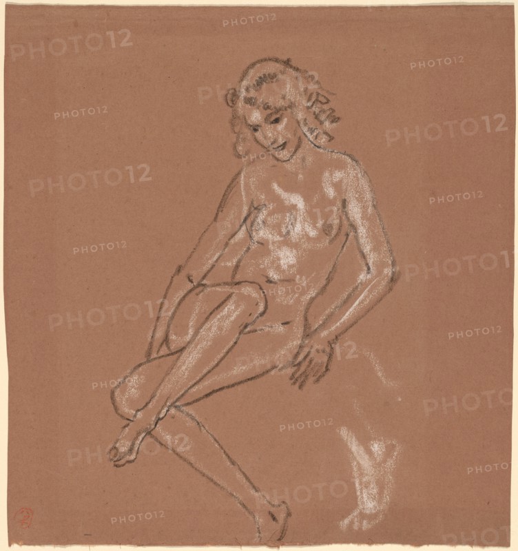 Seated Nude and a Foot, probably 1920. Creator: Arthur Davies.