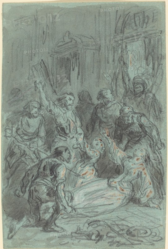 A Dramatic Scene with a Fainting Woman. Creator: Gustave Doré.