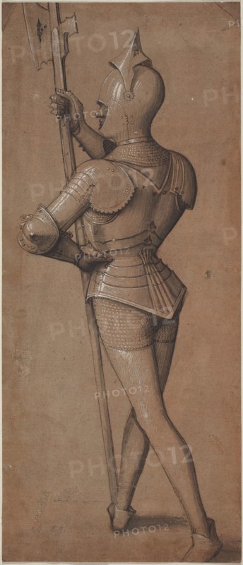 Knight in Armor, Holding a Halberd, c. 1500. Creator: Unknown.