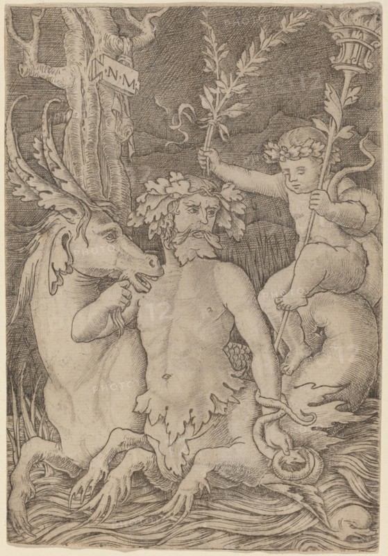 Triton Carrying a Child, c. 1507. Creator: Nicoletto da Modena.