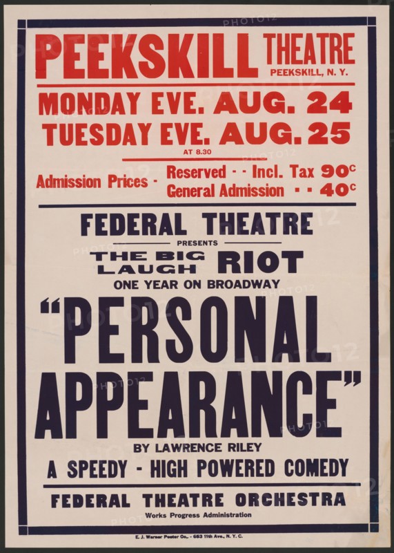 Personal Appearance 1, Peekskill, NY, [1930s]. Creator: Unknown.
