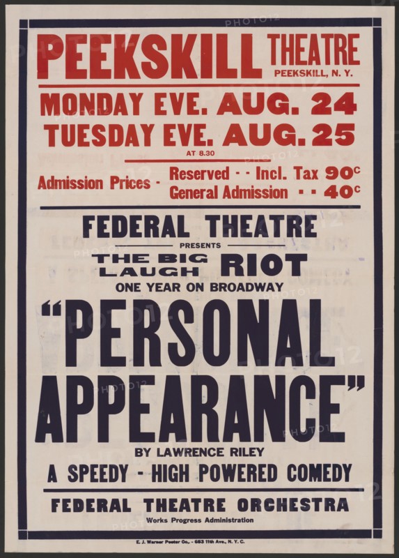 Personal Appearance 3, Peekskill, NY, [1930s]. Creator: Unknown.