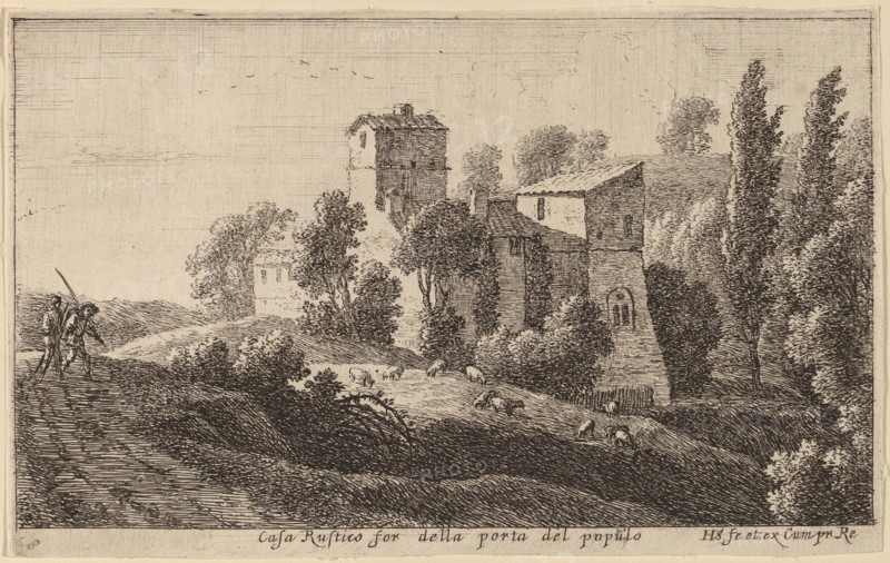 Farm beyond the Porta del Popolo. Creator: Herman van Swanevelt.
