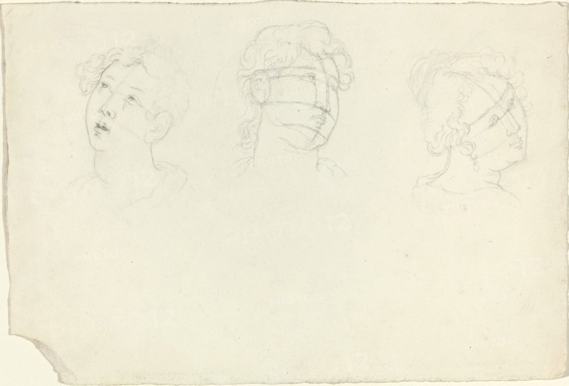 Head of Mary Magdalen and Two Saints (?). Creator: John Flaxman.