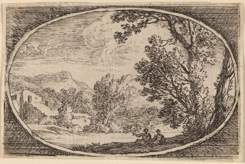 Two Men Seated Near the Waterside. Creator: Herman van Swanevelt.