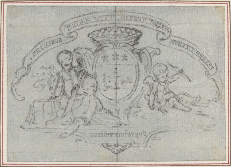 Coat of Arms with Three Putti. Creator: Hubert Francois Gravelot.