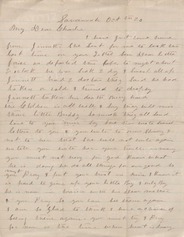 Letter with news of a child's death, 1876-1913. Creator: Unknown.