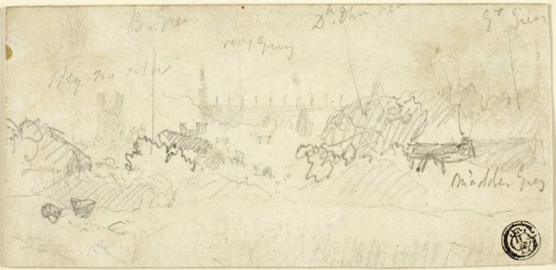 Sketch of Landscape with Cathedral, n.d. Creator: John Sell Cotman.