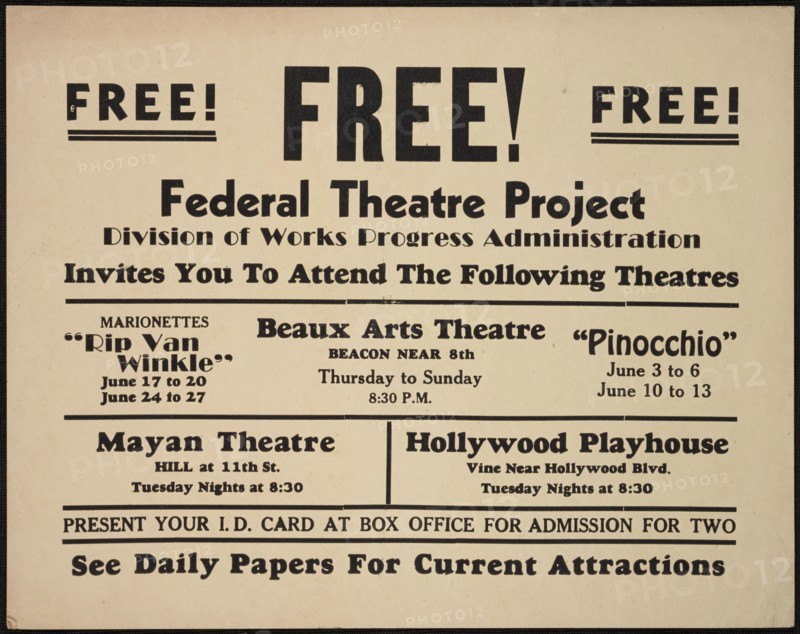 Theatre poster, Los Angeles, Los Angeles, [193-]. Creator: Unknown.