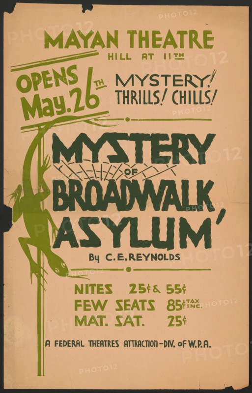 Mystery of Broadwalk Asylum, Los Angeles, [193-]. Creator: Unknown.