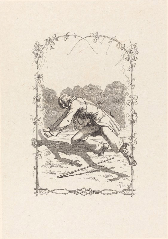 Peter Schlemihl Chasing His Shadow, 1836. Creator: Adolf Schrödter.