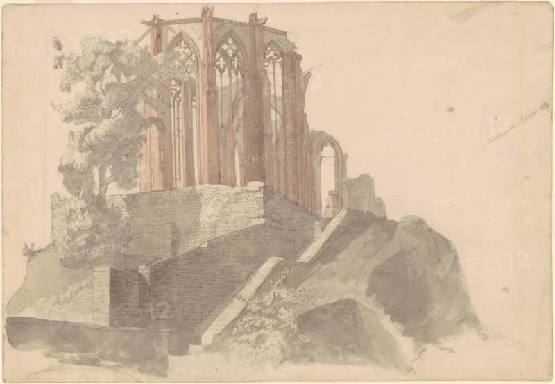 Cathedral Ruins, Bacharach, 1841. Creator: Emanuel Gottlieb Leutze.