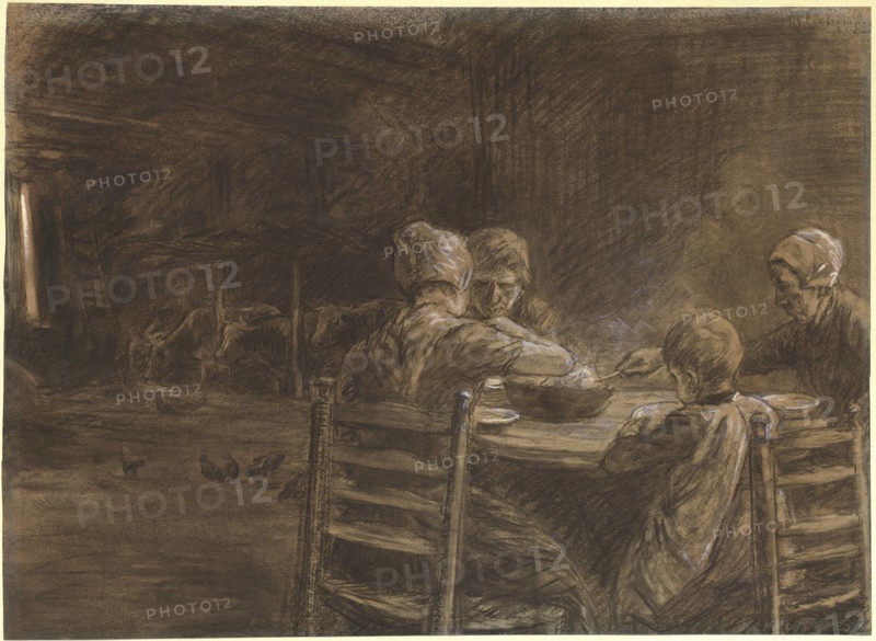 East Frisian Peasants Eating Supper, 1893. Creator: Max Liebermann.