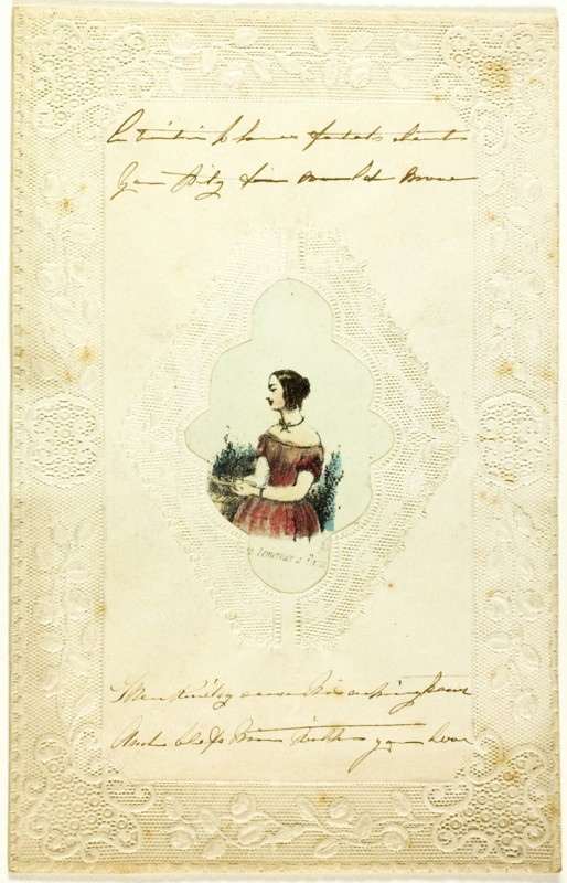 Untitled Valentine (Woman in Pink Dress), c. 1840. Creator: Unknown.