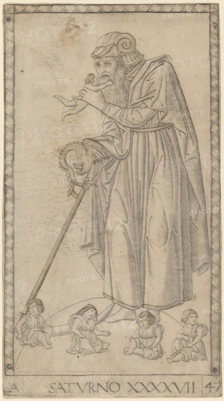 Saturno (Saturn), c. 1465. Creator: Master of the E-Series Tarocchi.