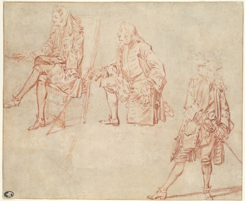 Three Studies of a Gentleman, 1710/11. Creator: Jean-Antoine Watteau.