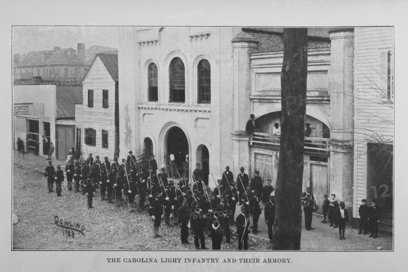The Carolina Light Infantry and their armory, 1907. Creator: Unknown.