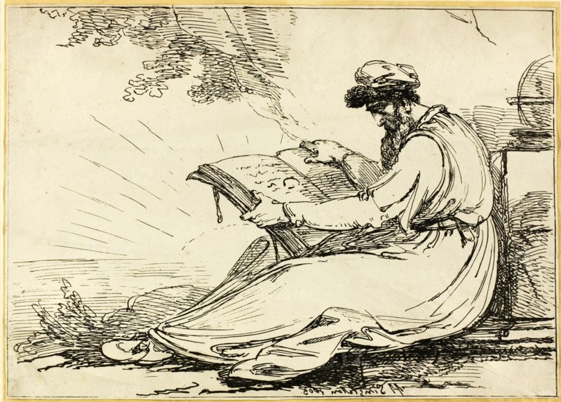 Oriental with a Beard, Reading a Book, 1803. Creator: Henry Singleton.