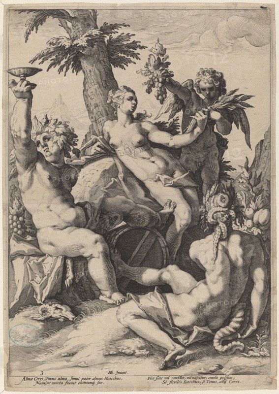Alliance of Venus with Bacchus and Ceres, 1588. Creator: Jacob Matham.