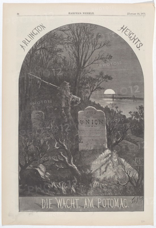 Arlington Heights. Die Wacht. Am Potomac., 1871. Creator: Thomas Nast.