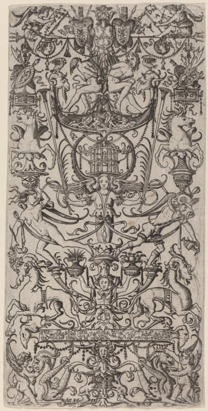 Ornament Panel with a Birdcage, c. 1507. Creator: Nicoletto da Modena.