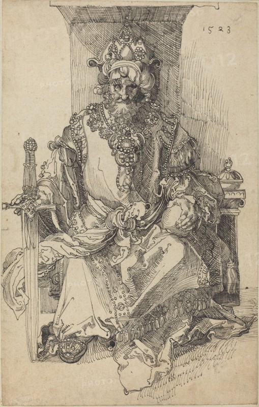 An Oriental Ruler Seated on His Throne, 1523. Creator: Albrecht Durer.