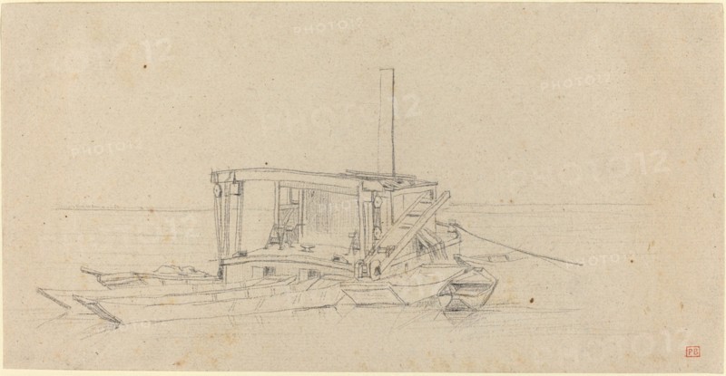River Dredges and Lighters, probably c. 1850. Creator: Charles Meryon.