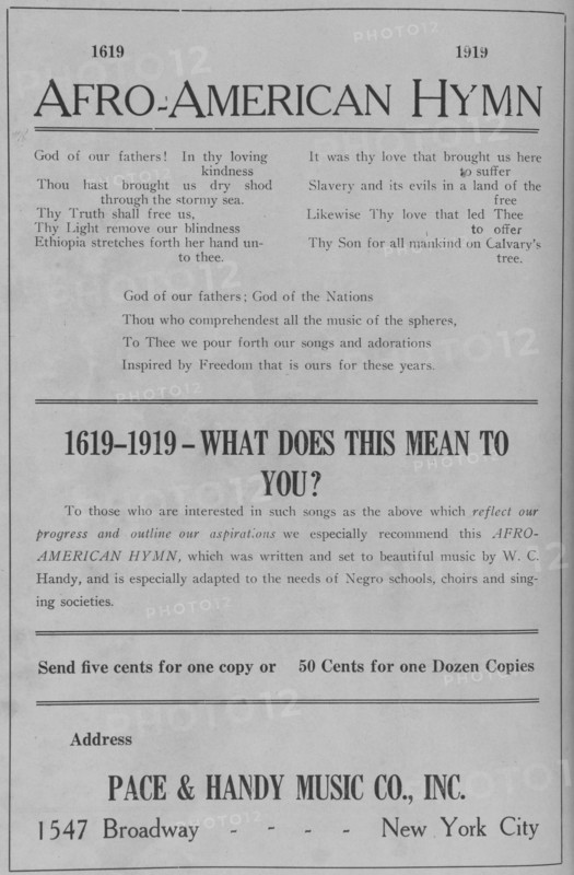 Afro-American Hymn; Music by W. C. Handy, 1918-1922. Creator: Unknown.