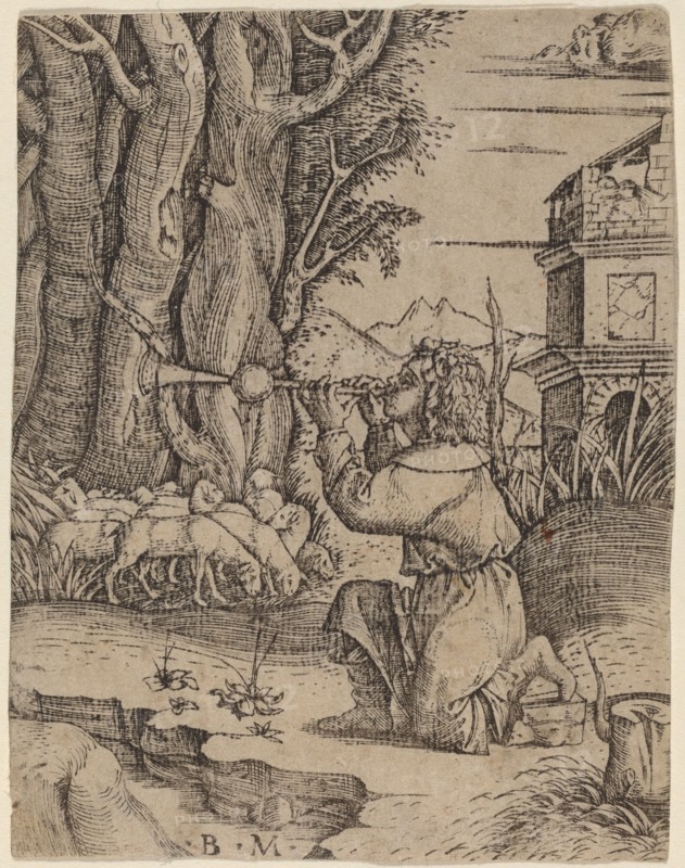 Shepherd with a Platerspiel, c. 1500/1515. Creator: Benedetto Montagna.