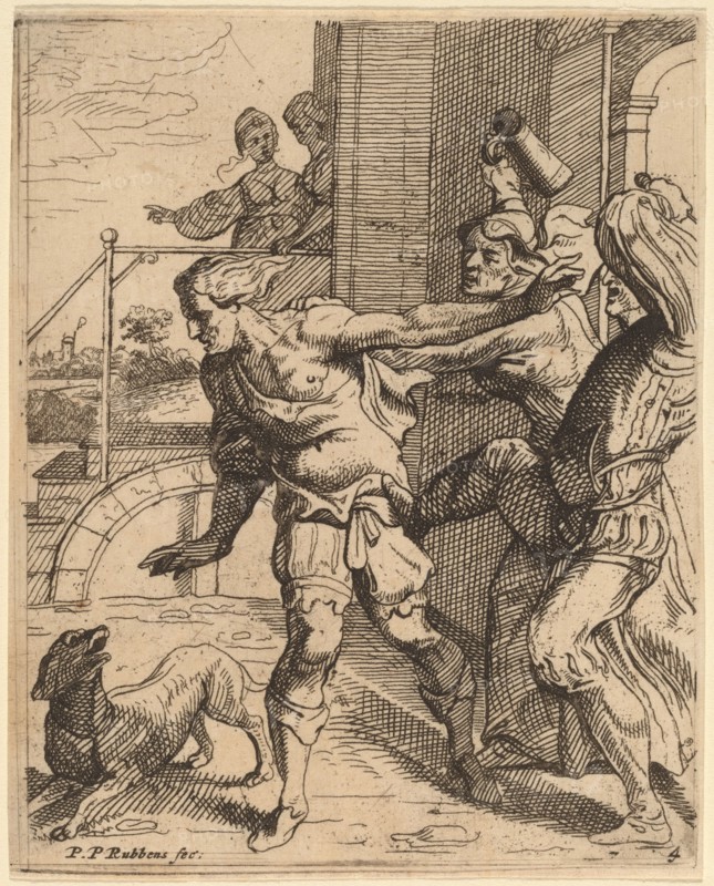 The Prodigal Son Driven from the Tavern. Creator: Theodoor van Thulden.