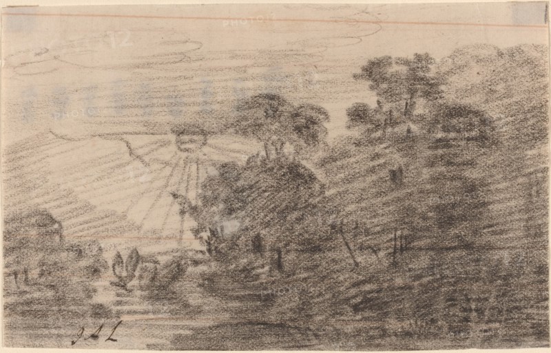 Sunset above a Mountain Lake, 1820s/1830s. Creator: Jean-Antoine Linck.