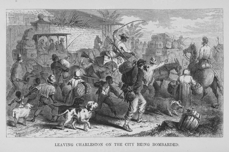 Leaving Charleston on the city being bombarded, 1866. Creator: Unknown.