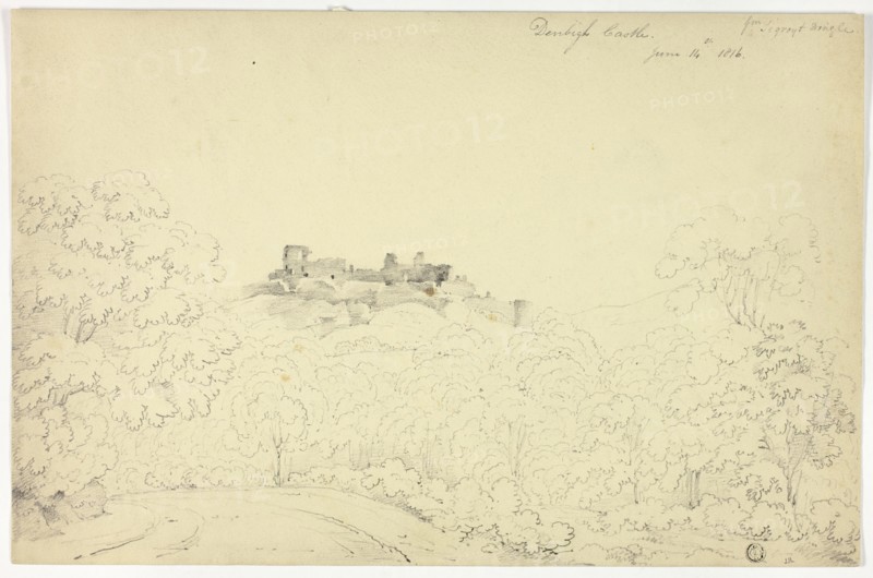 Denbigh Castle from Segroyt Dingle, 1816. Creator: George Fennel Robson.