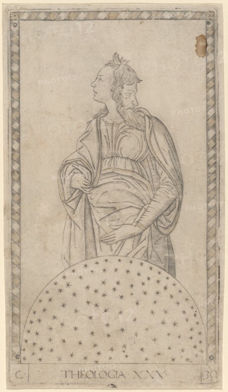 Theologia (Theology), c. 1465. Creator: Master of the E-Series Tarocchi.