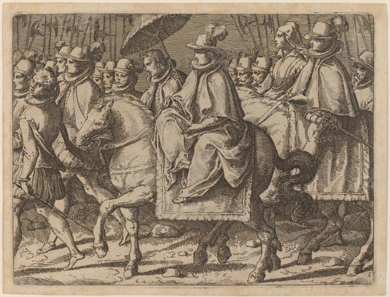 Margaret of Austria on Horseback, 1612. Creator: Raffaello Schiaminossi.