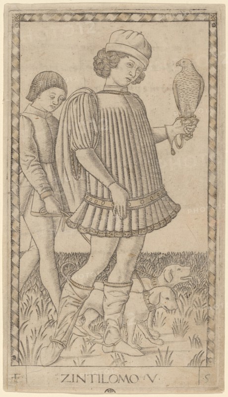 Zintilomo (Gentleman), c. 1465. Creator: Master of the E-Series Tarocchi.