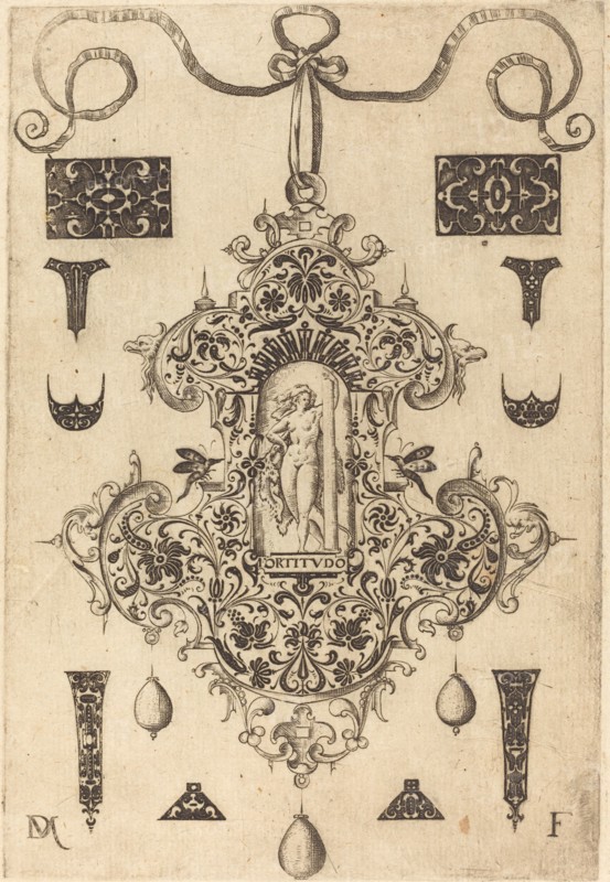 Large Pendant, Strength Standing at Centre, 1593. Creator: Daniel Mignot.