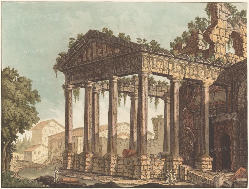 The Temple of Hercules at Cori, c.1784. Creator: Johann Gottlieb Prestel.