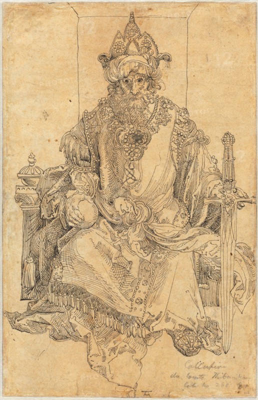 An Oriental Ruler Seated on His Throne, c. 1495. Creator: Albrecht Durer.