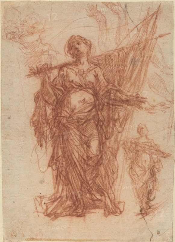 Female Saint Carrying a Banner [recto]. Creator: Baldassare Franceschini.