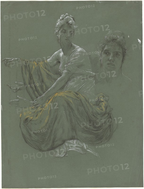 Elegant Young Woman in Classical Drapery, c. 1895. Creator: Otto Greiner.