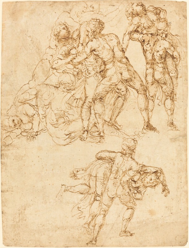 Studies for the Rape of the Sabine Women [verso]. Creator: Pirro Ligorio.